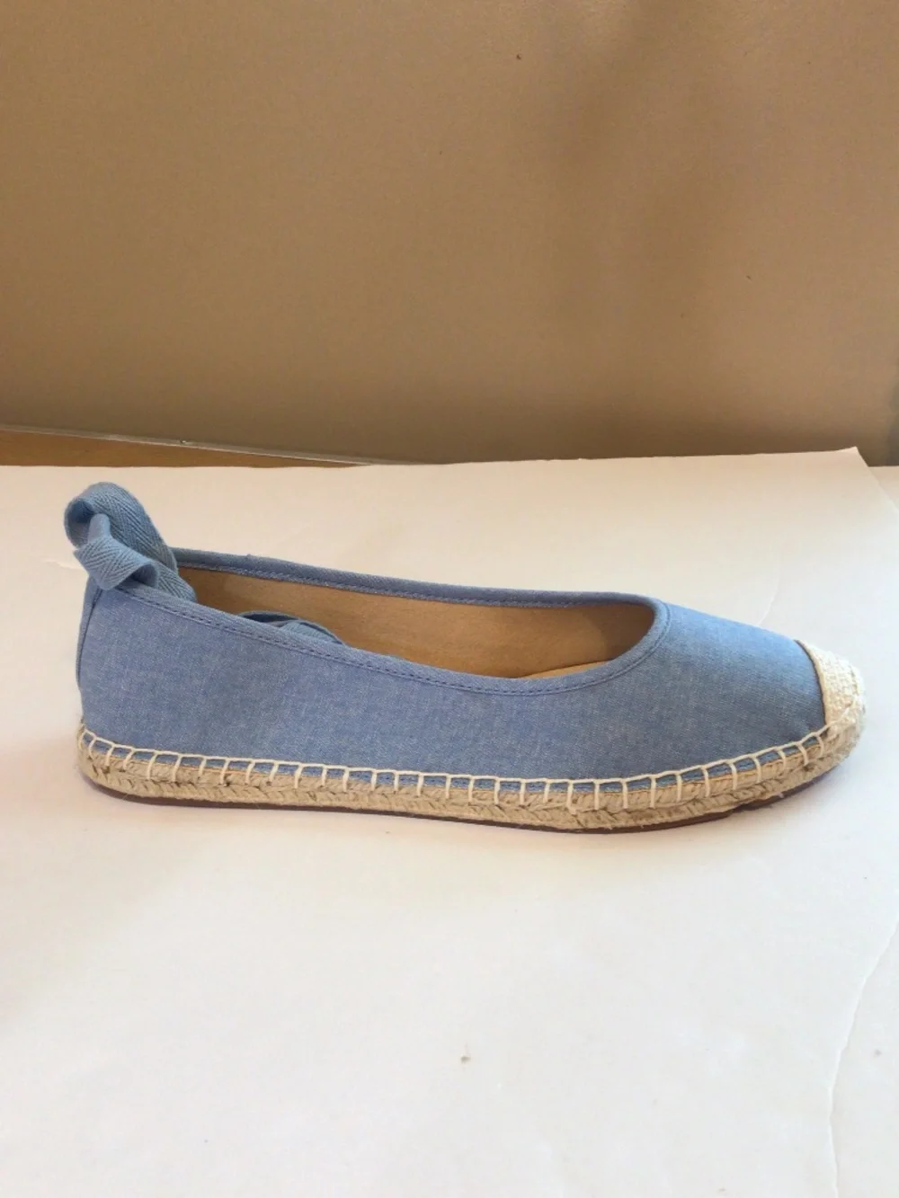 Talbots Izzy Denim Espadrilles Size 8 M Blue Lace Ups Coastal Summer European